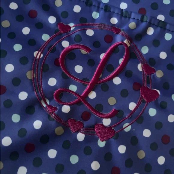 NWT Thirty-One Blue Polka Dot L Initial Letter Bag Thermal Tote - Picture 1 of 7